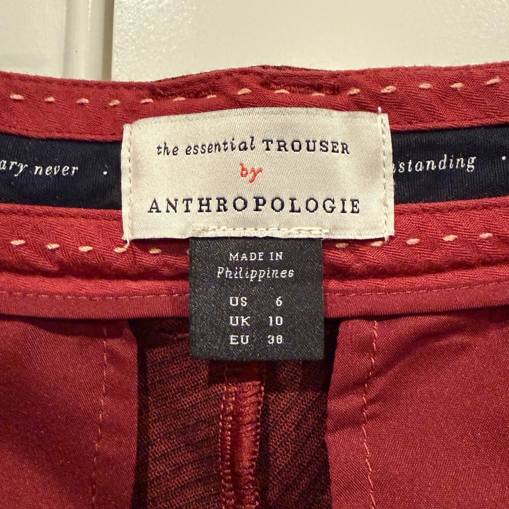 Anthropologie Burgundy Essential Trousers